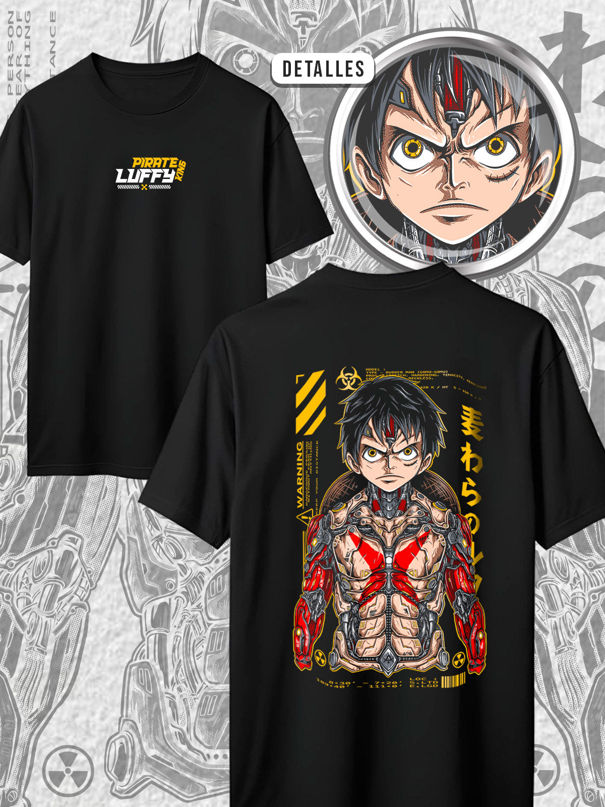 Camiseta Cyber Luffy Gear 5 | One Piece Cyberpunk | Estética Techwear