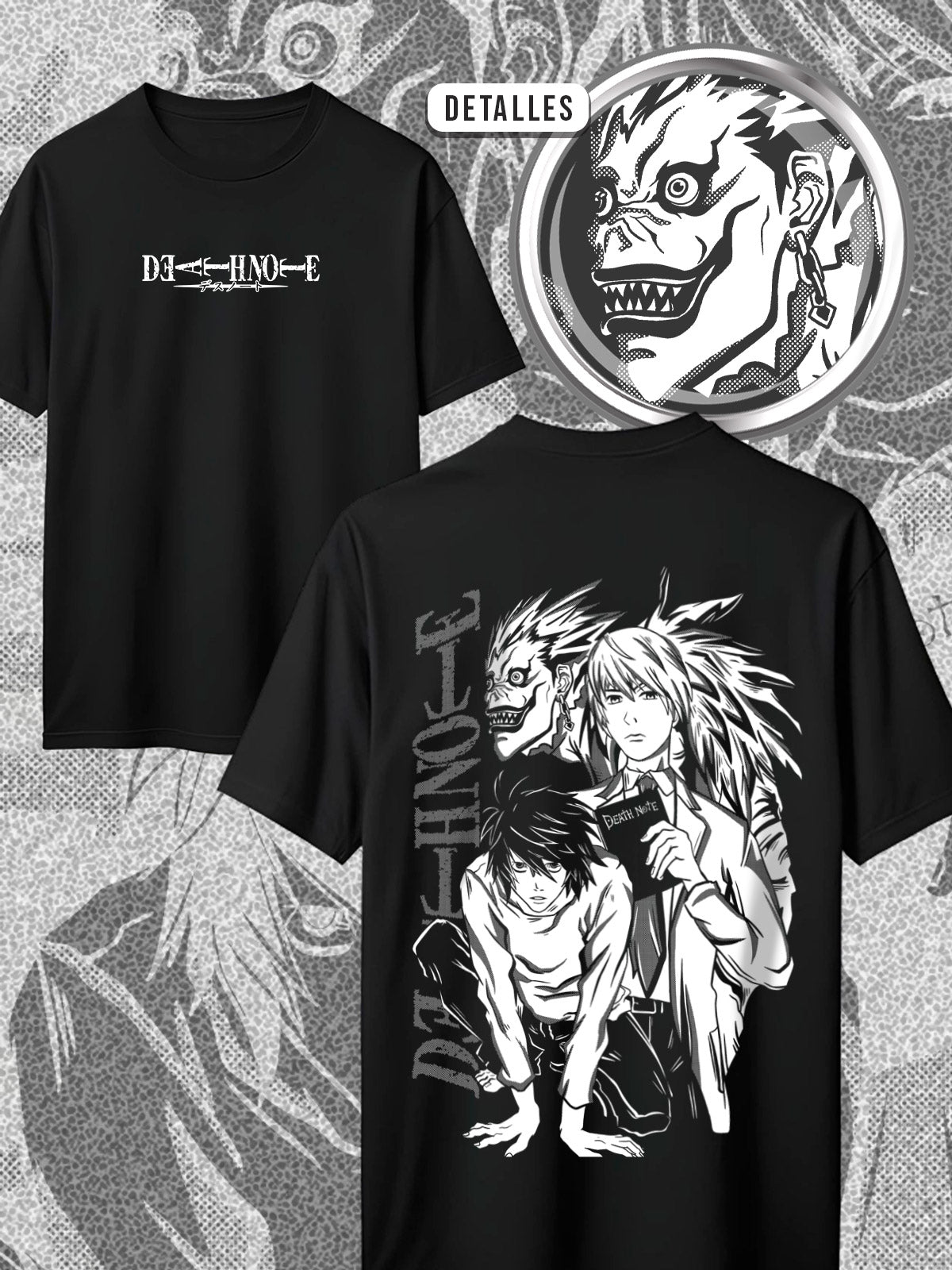 Camiseta Death Note Light & L | Ryuk Shinigami | Anime Dark Estilo Manga