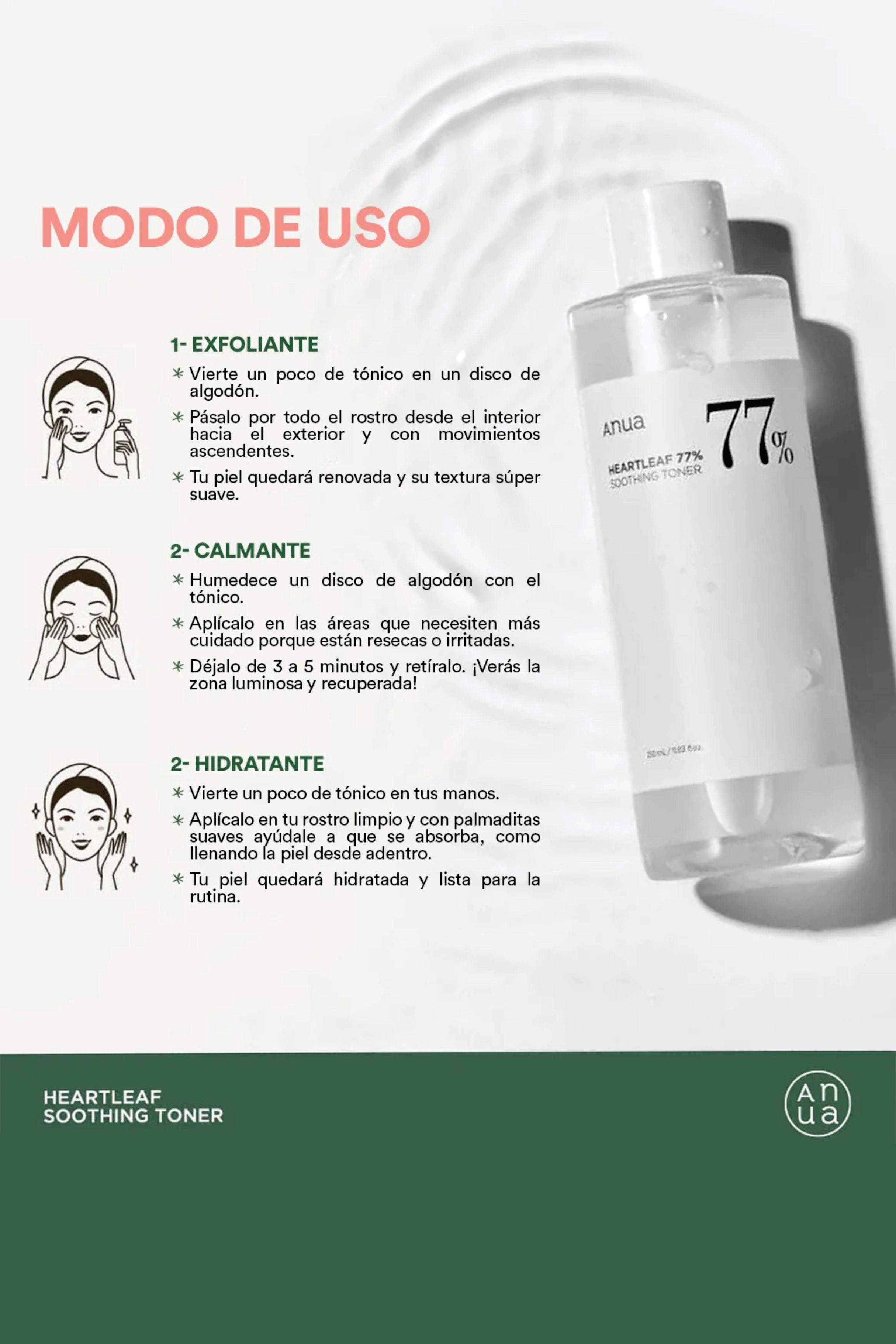 Tónico Calmante Anua Heartleaf 77% - Alivia y Fortalece la Piel Sensible