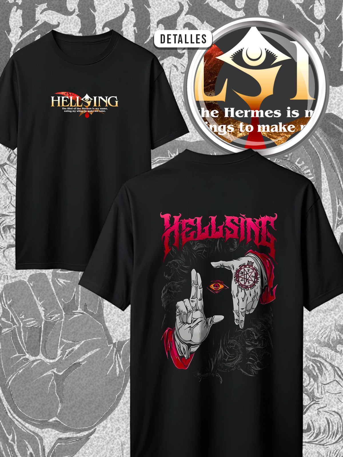 Camiseta Hellsing Alucard Sello Mágico | Manga Anime Gótico Dark