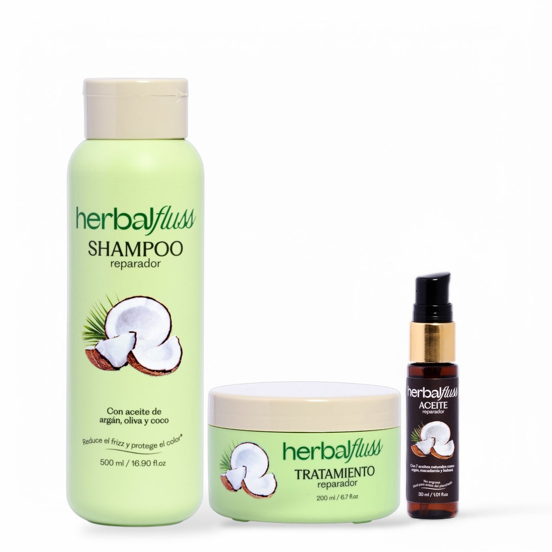 Kit Rutina Reparación 3 Pasos Herbalfluss (Anti-frizz y Termoprotector)