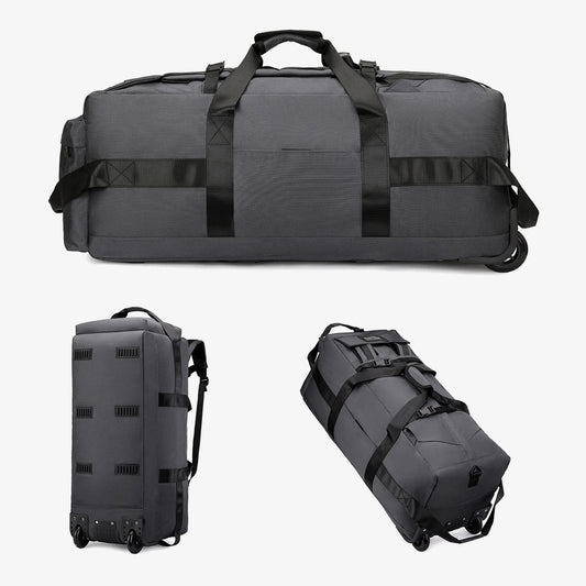 Roller Travel Duffel Bag with Fixed Casters Grey-0