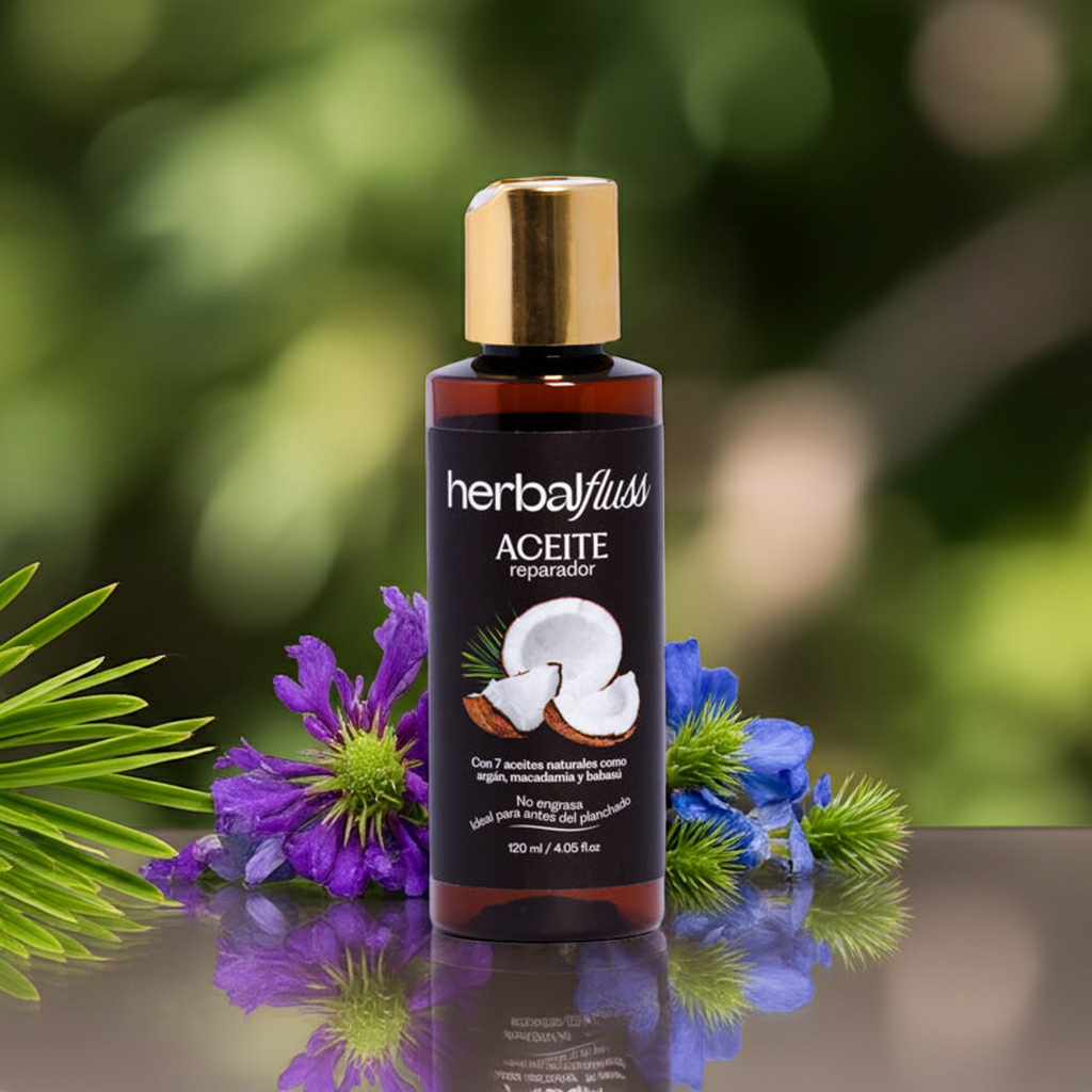Aceite Reparador Herbalfluss (120 ml) - Termoprotector Anti-Frizz con 7 Aceites